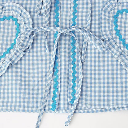 Gingham Heart-Pocket Cardigan