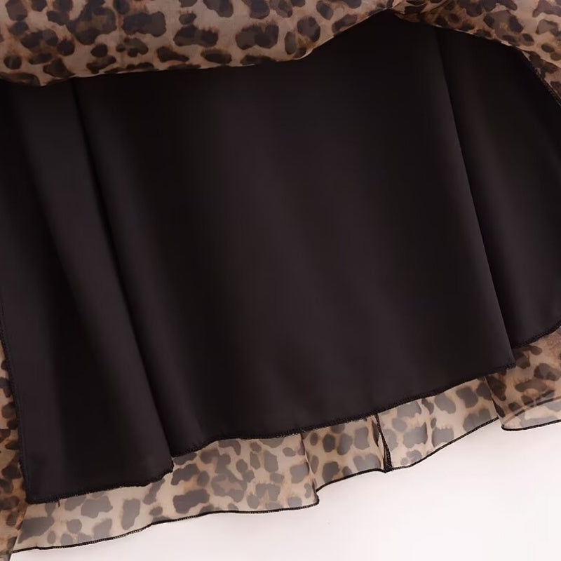 Animal Print Long Sleeve Puff Dress