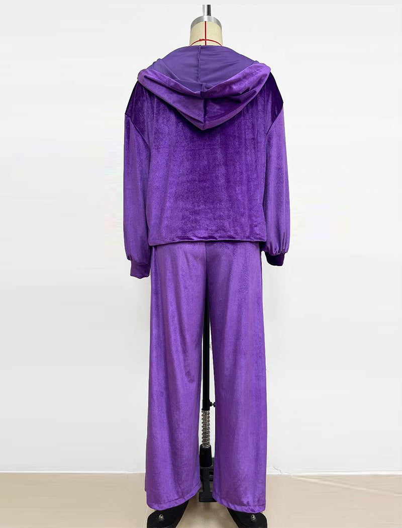 Hooded Belted Lounge Set with Wide Pants
