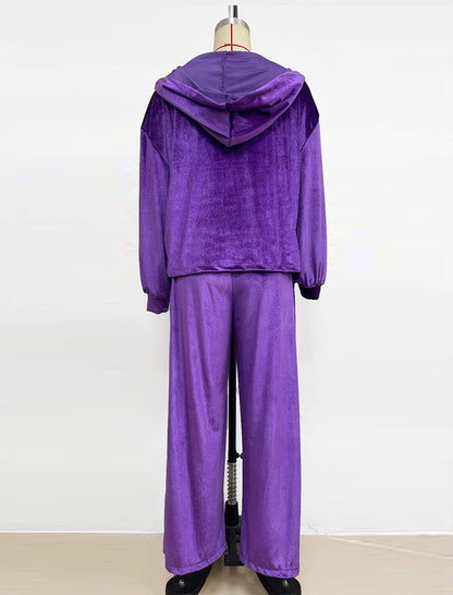 Hooded Belted Lounge Set with Wide Pants