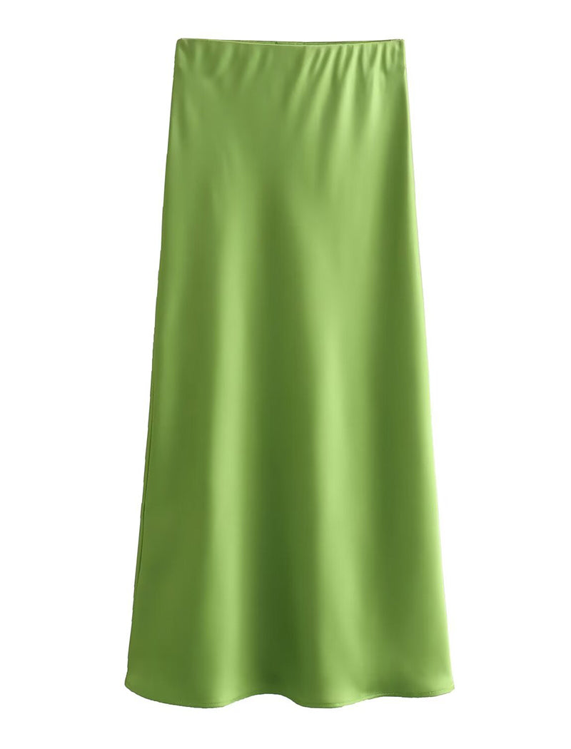 Flowy Satin Midi Skirt