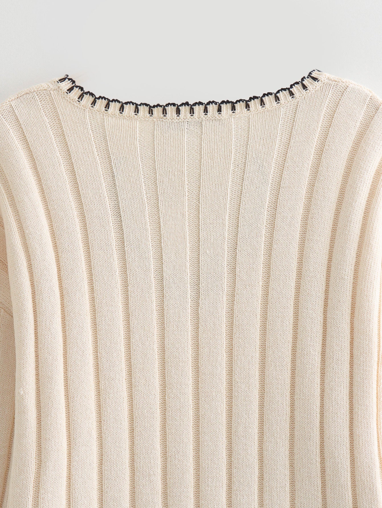 V-Neck Ribbed Knit Sweater