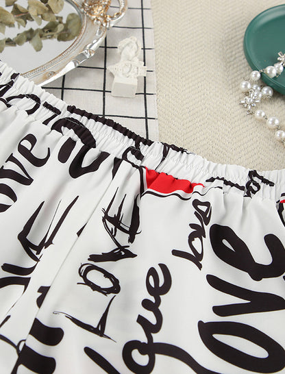 Heart Print Camisole and Shorts and Cover-Up Set