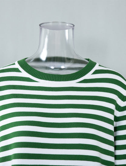 Crewneck Striped Knit Pullover