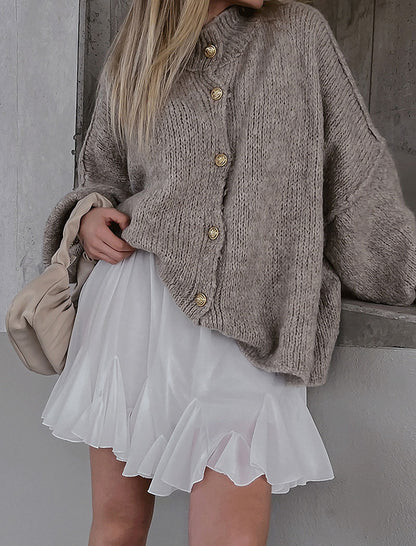 Chunky Knit Button-Up Cardigan