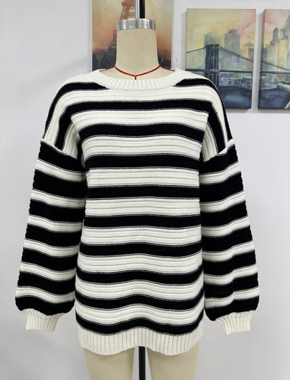 Stripe Crew-neck Pullover Sweater