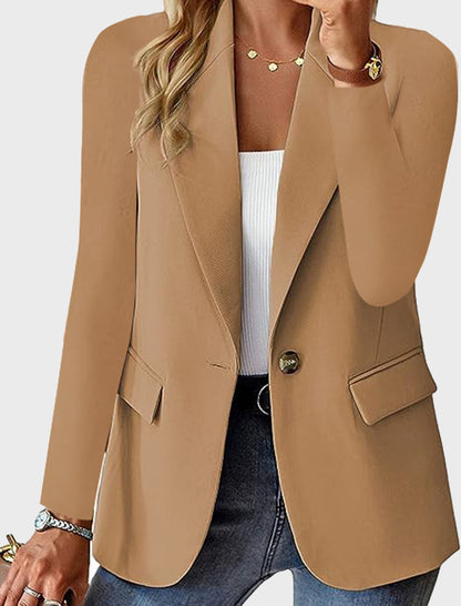 Notched Single-Button Blazer