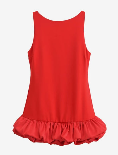 Ruffle Hem Sleeveless Mini Dress