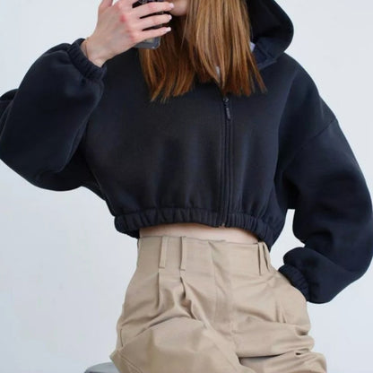 Long Sleeve Crop Zip Hoodie