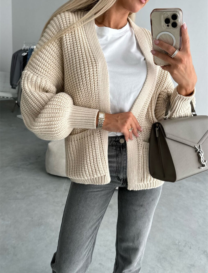 Oversized Knit Open Front Cardigan