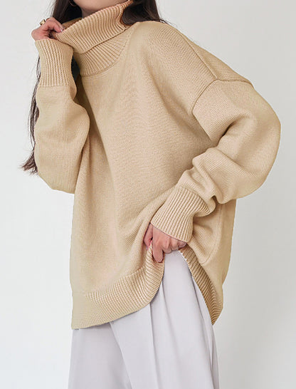Oversized Turtleneck Sweater with Relaxed Fit