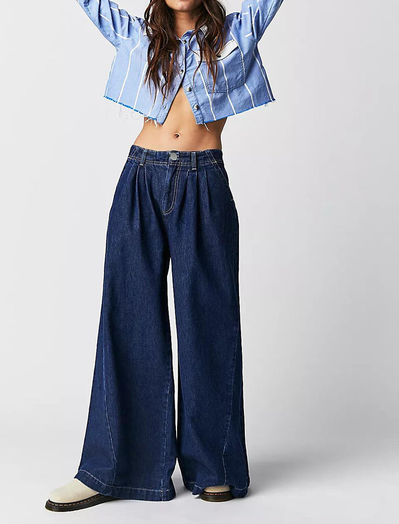 High-Waist Wide-Leg Casual Pants