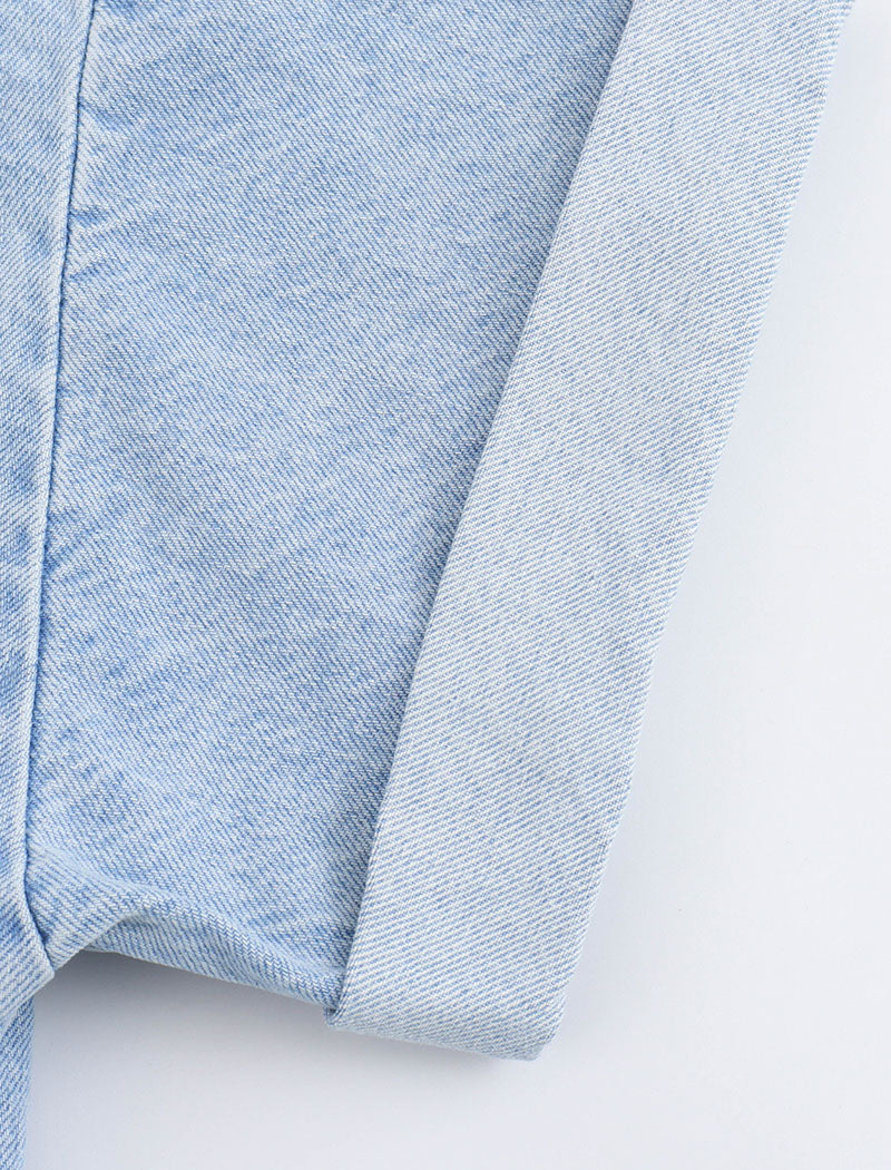Collared Short Sleeve Denim Romper