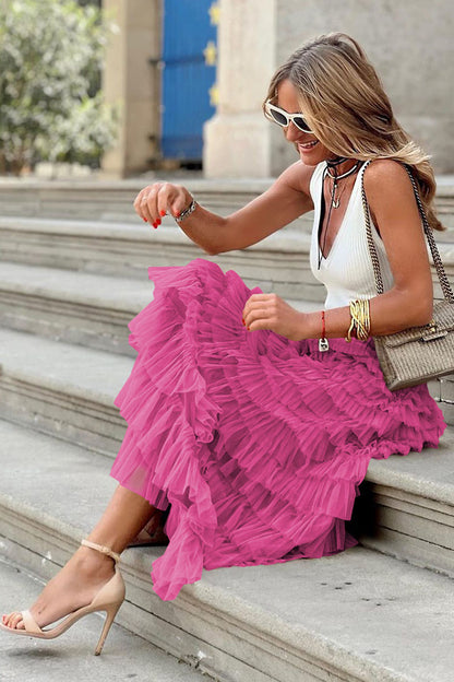 Tiered Ruffle Maxi Skirt