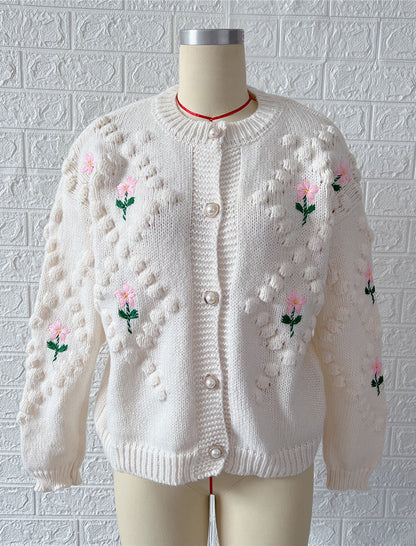 Floral Hand-Knit Cardigan