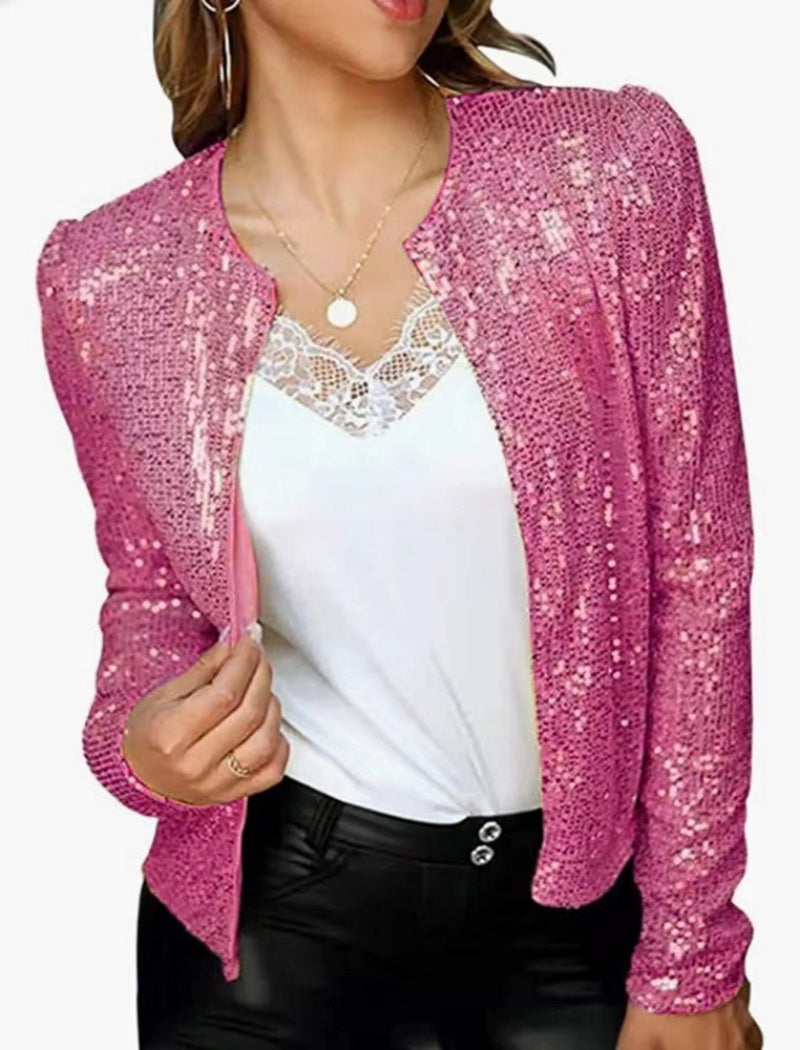 Sequin Embellished Open Jacket