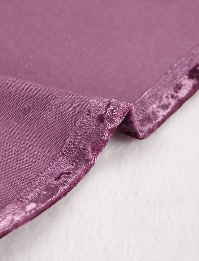 Velvet Lace Trim Robe and Nightgown Set