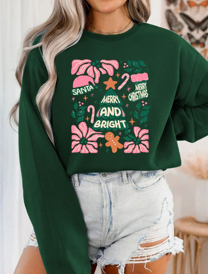 Vintage Print Crew Neck Long Sleeve Top