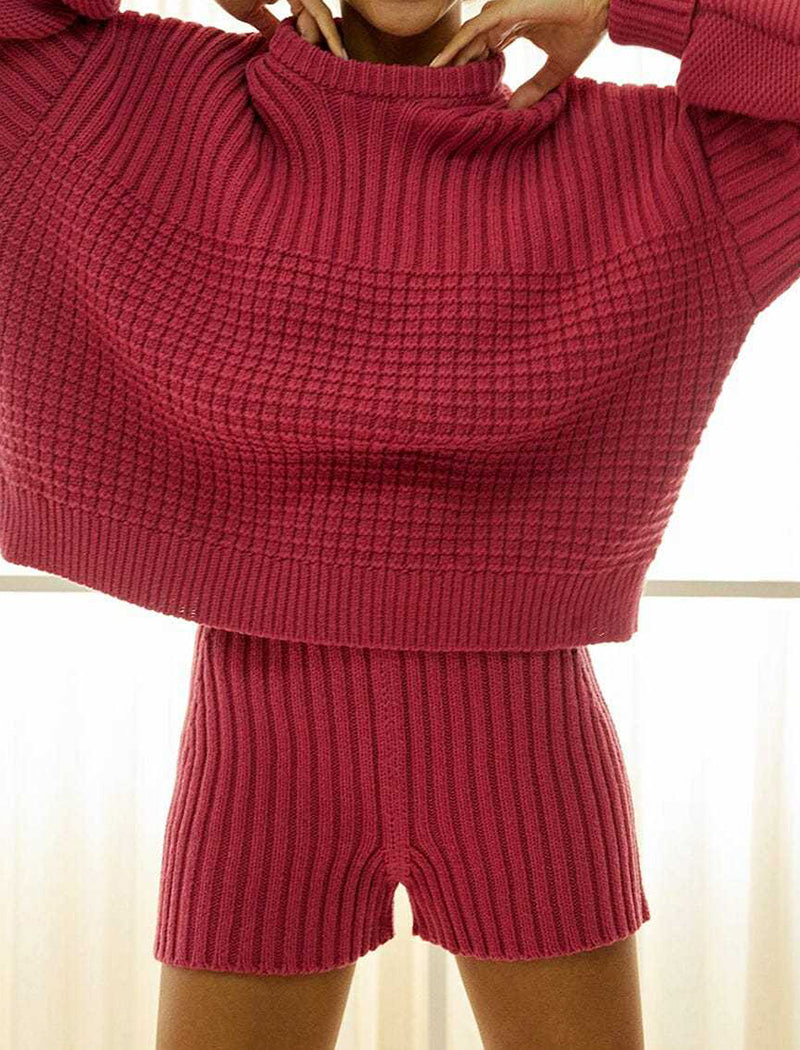 Ribbed Knit Sweater and Shorts Set