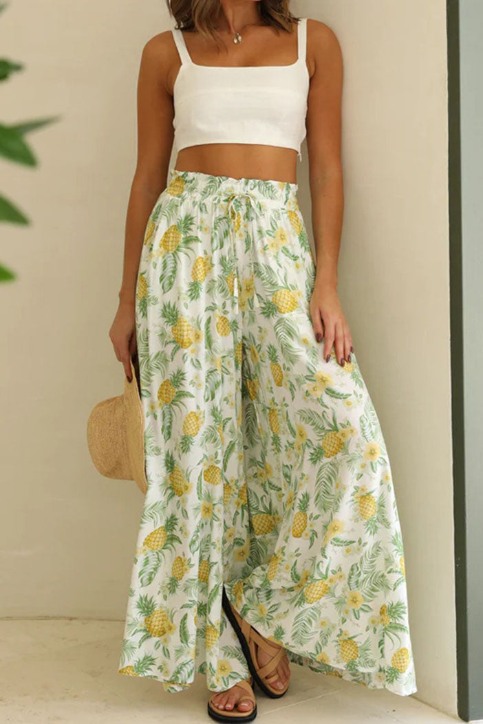 Graphic Print High-Waist Pants