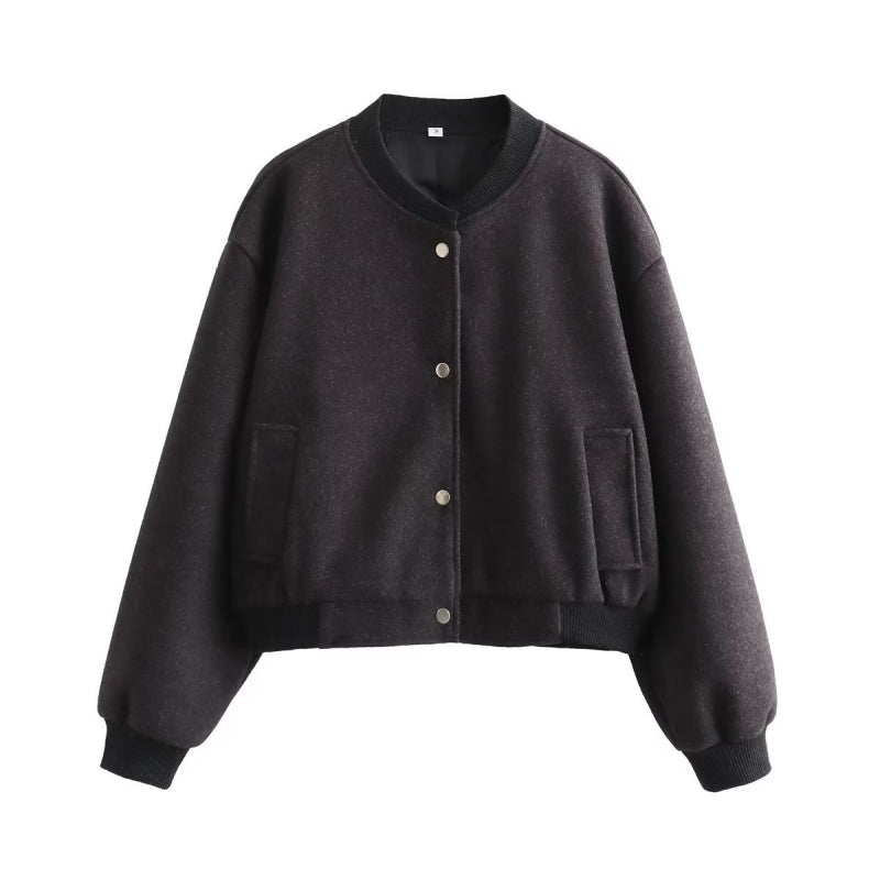 Classic Buttoned Bomber Jacket