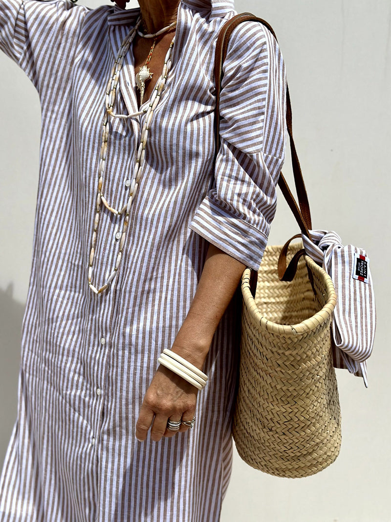 Striped Button-Up Shirt Dress