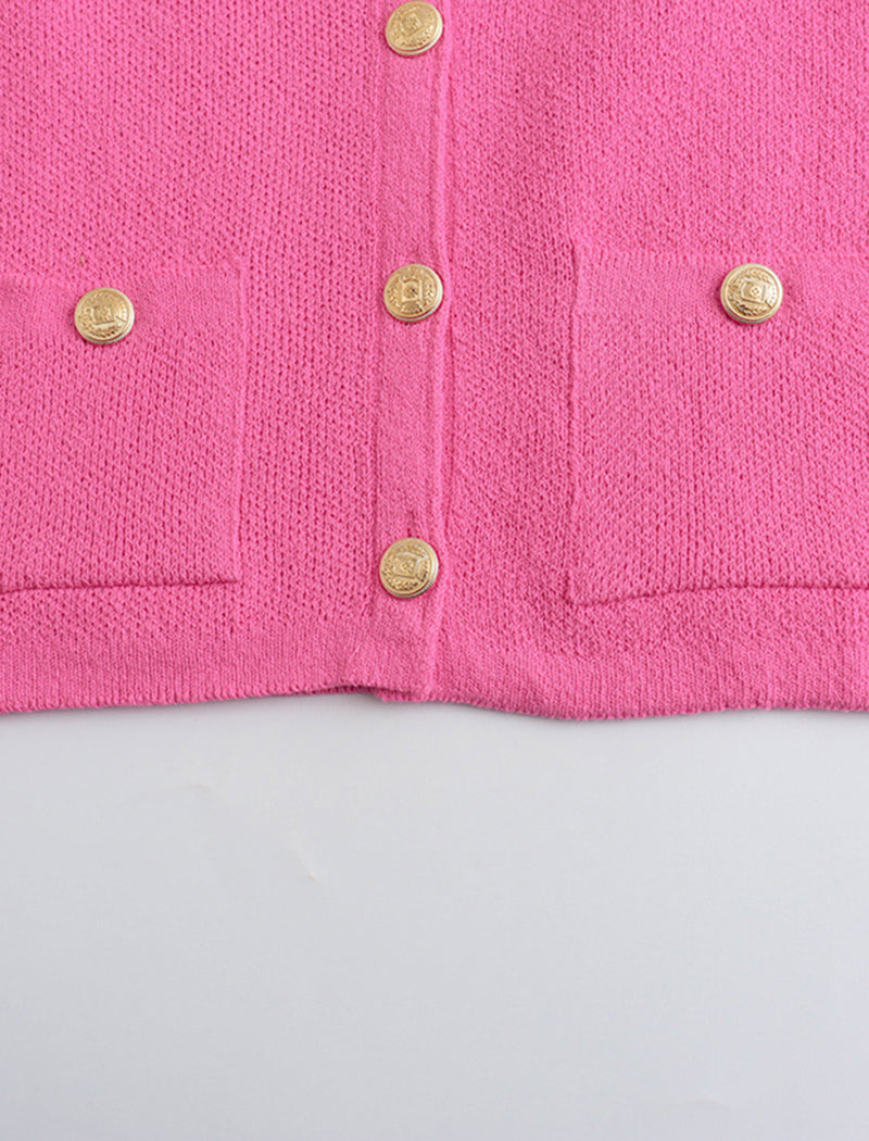 Buttoned Contrast Trim Cardigan