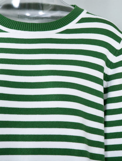 Crewneck Striped Knit Pullover