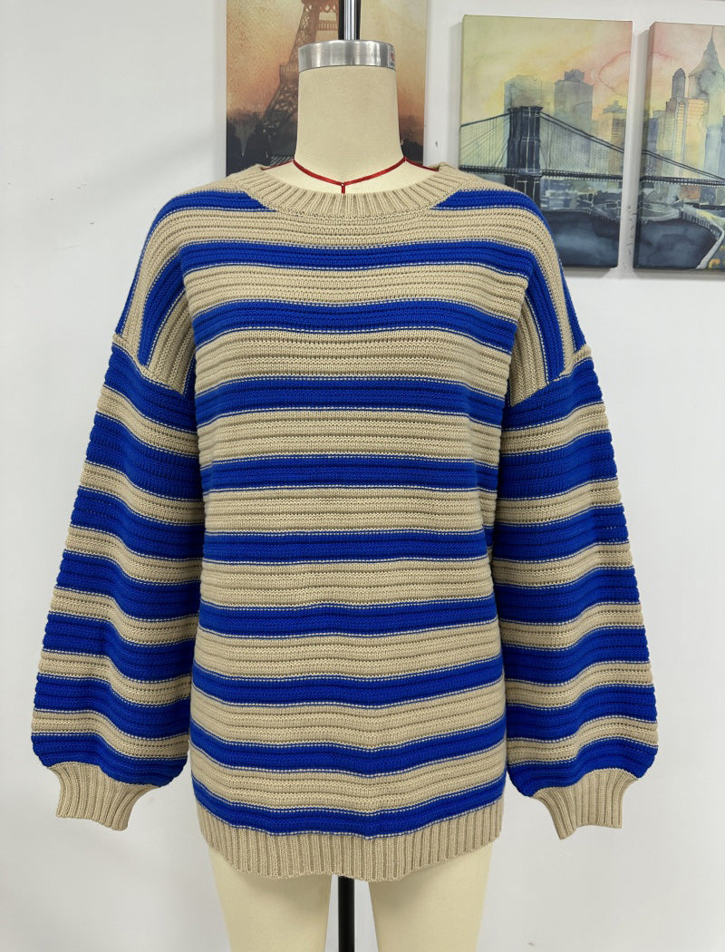 Stripe Crew-neck Pullover Sweater