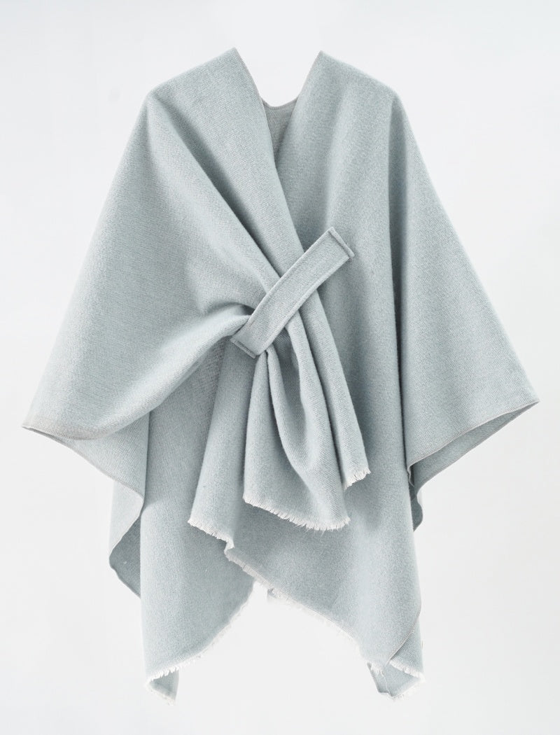 Two-Tone Oversized Shawl with Contrast Trim