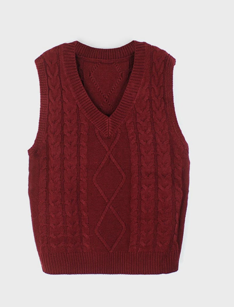 Chunky Knit V-Neck Sweater Vest