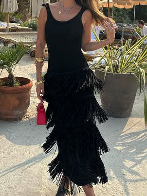 Tiered Fringe Maxi Dress