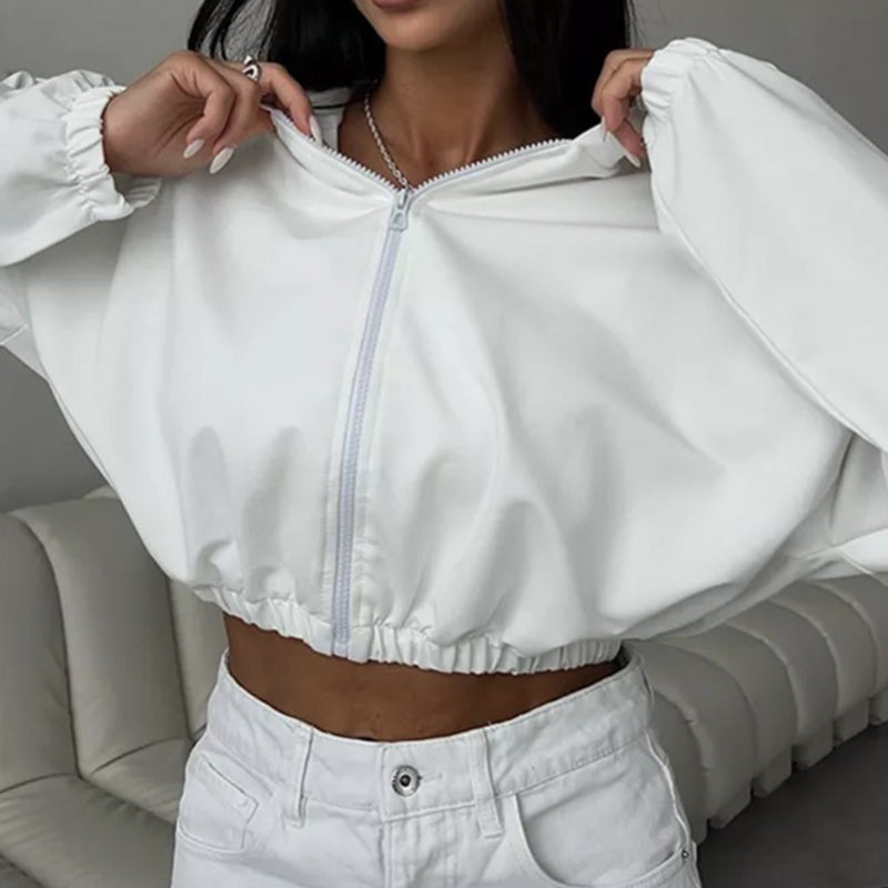 Long Sleeve Crop Zip Hoodie