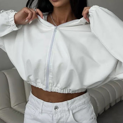 Long Sleeve Crop Zip Hoodie