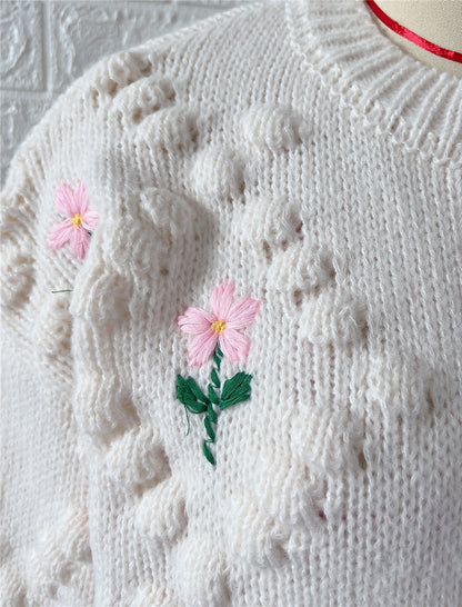 Floral Hand-Knit Cardigan