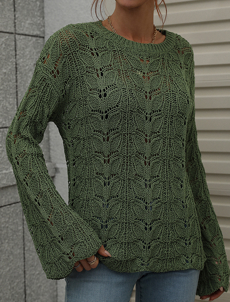 Crochet Knit Long-Sleeve Top