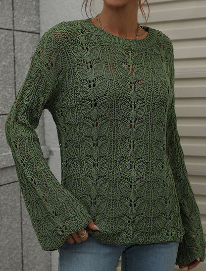 Crochet Knit Long-Sleeve Top