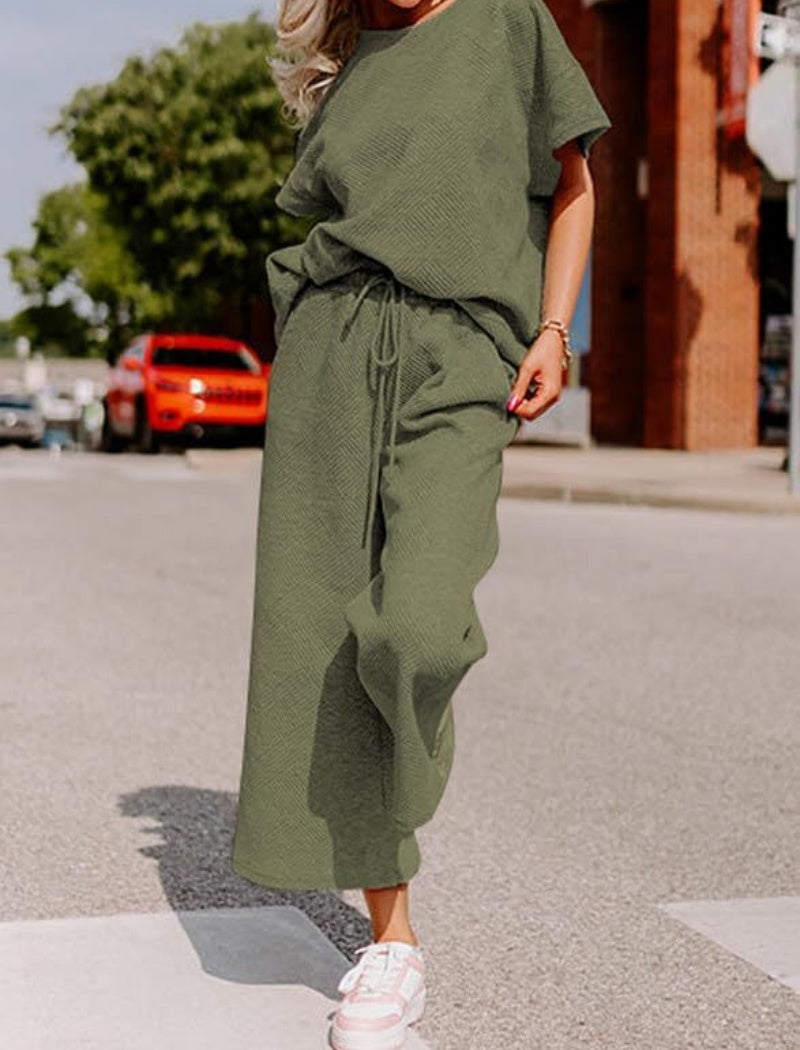 Relaxed Two-Piece Drawstring Pants Set