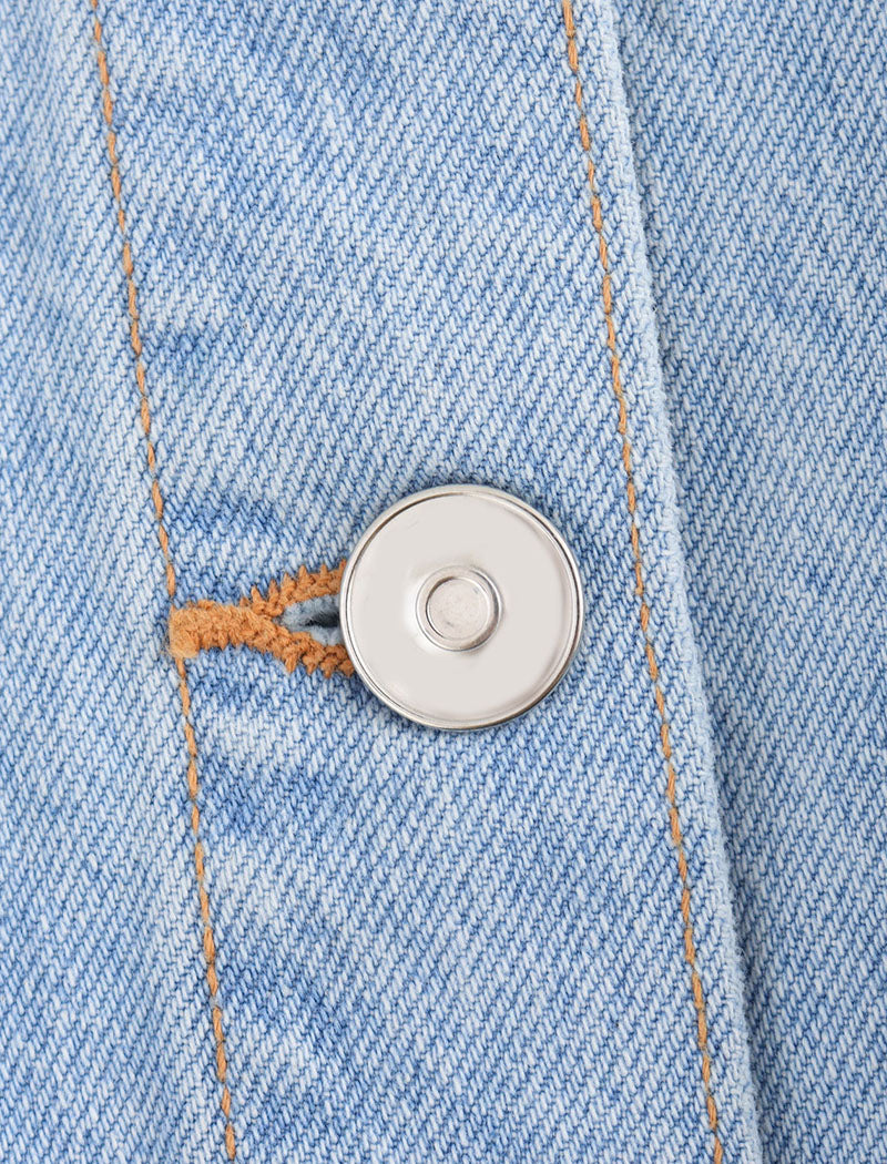 Collared Short Sleeve Denim Romper