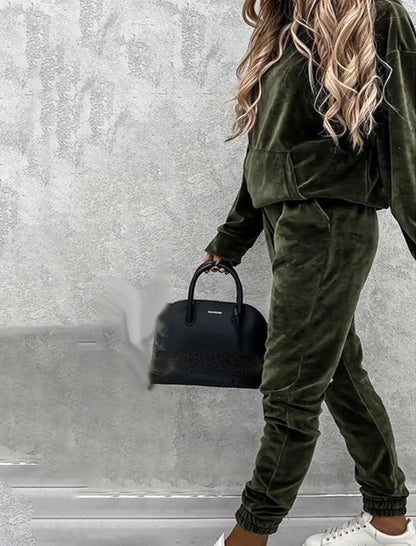 Velour Hoodie and Jogger Lounge Set