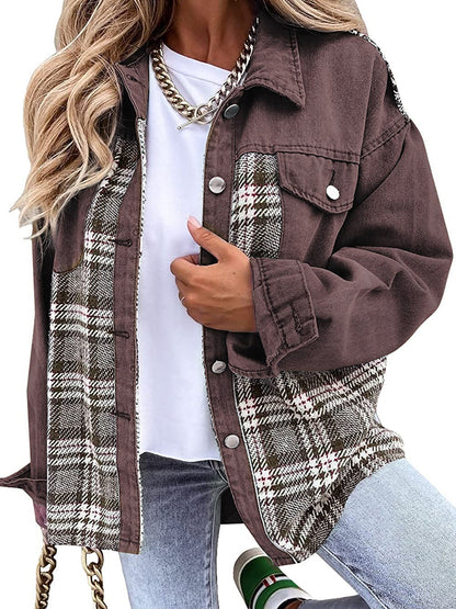 Denim Plaid Patchwork Jacket