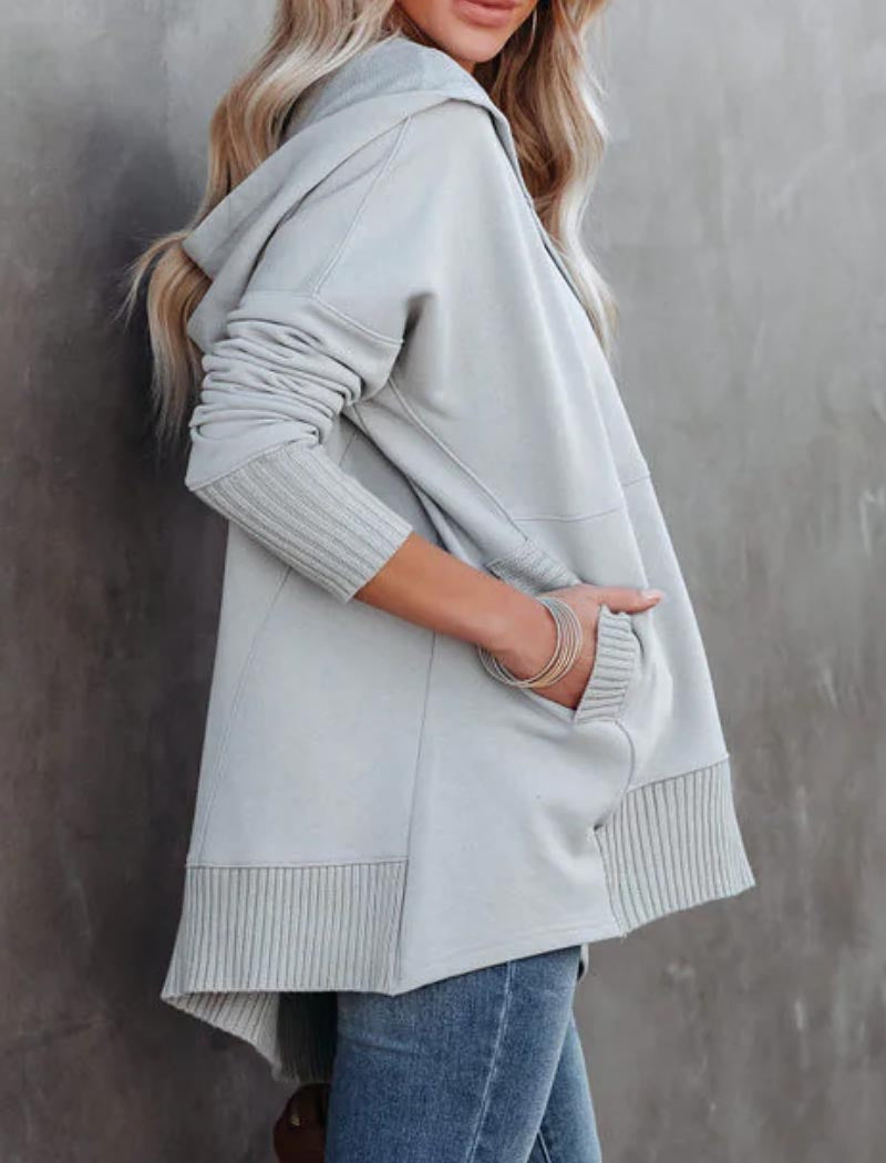 Hooded Buttoned Pullover Top