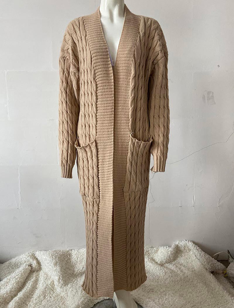 Cable Knit Long Cardigan