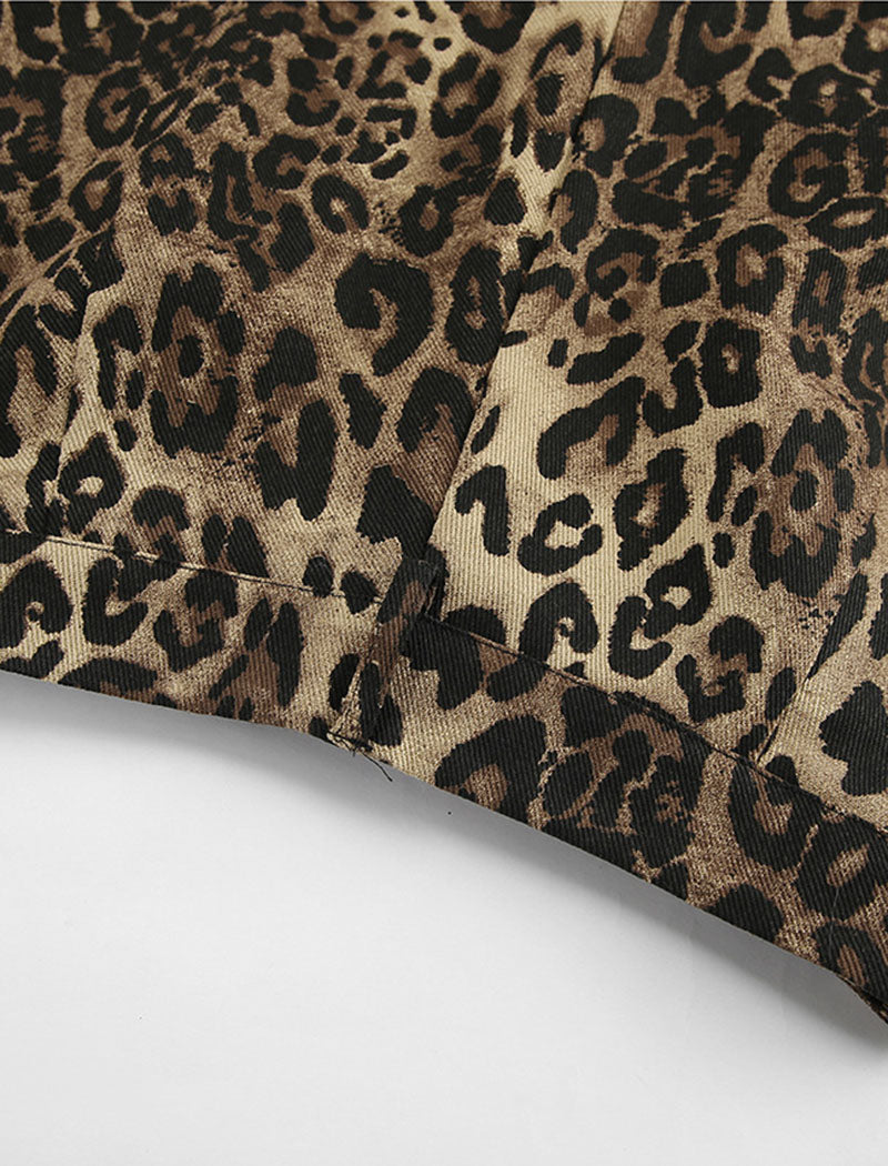 Leopard Print Flared Wide-Leg Pants