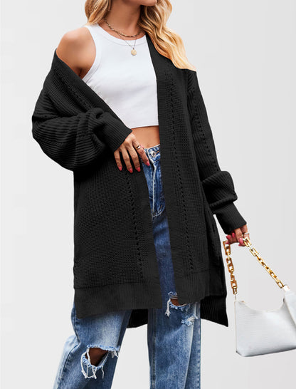 Longline Knit Cardigan with Open Front