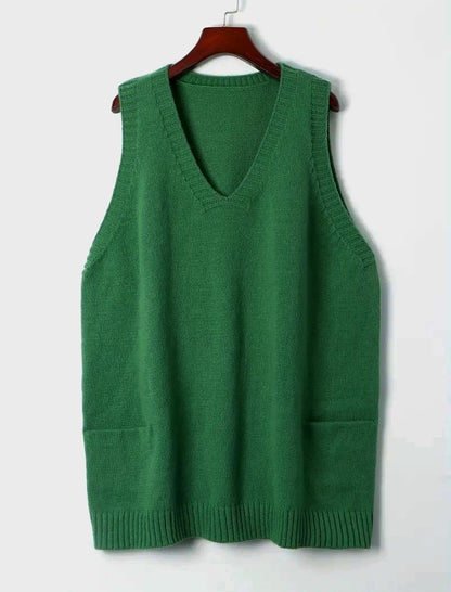 Sleeveless Knit Tunic with Front Pockets