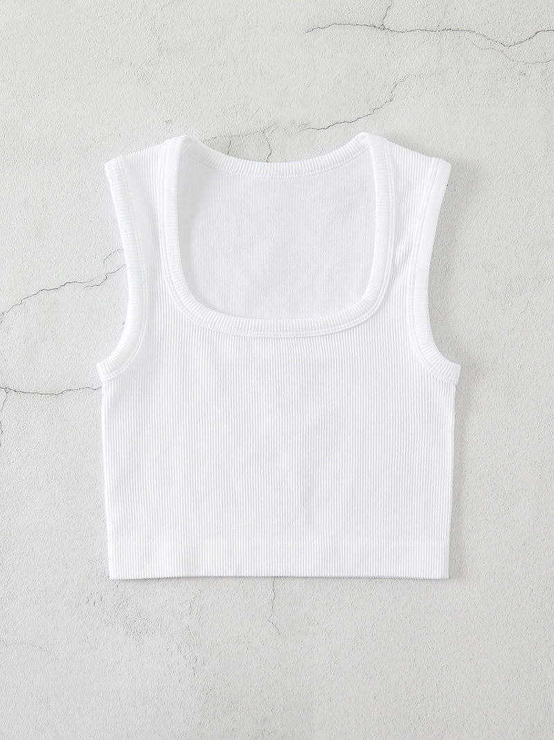 Ribbed Square-Neck Crop Top