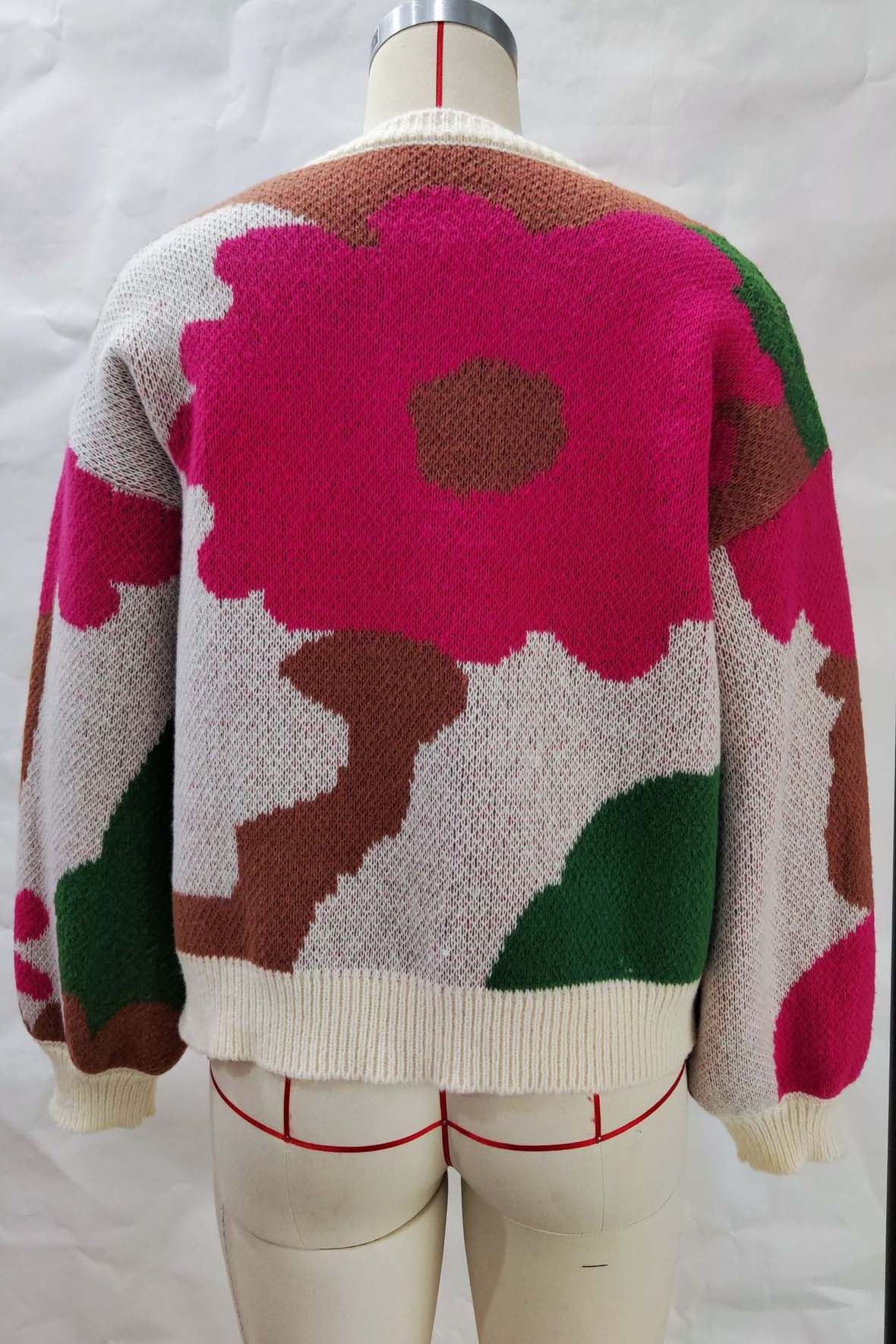 Abstract Floral Knit Sweater