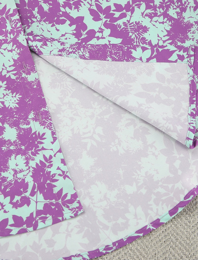 Floral Printed Matching Set with Wide-Leg Pants