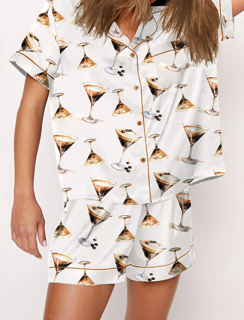 Ice Cream Bow Print Pajama Set